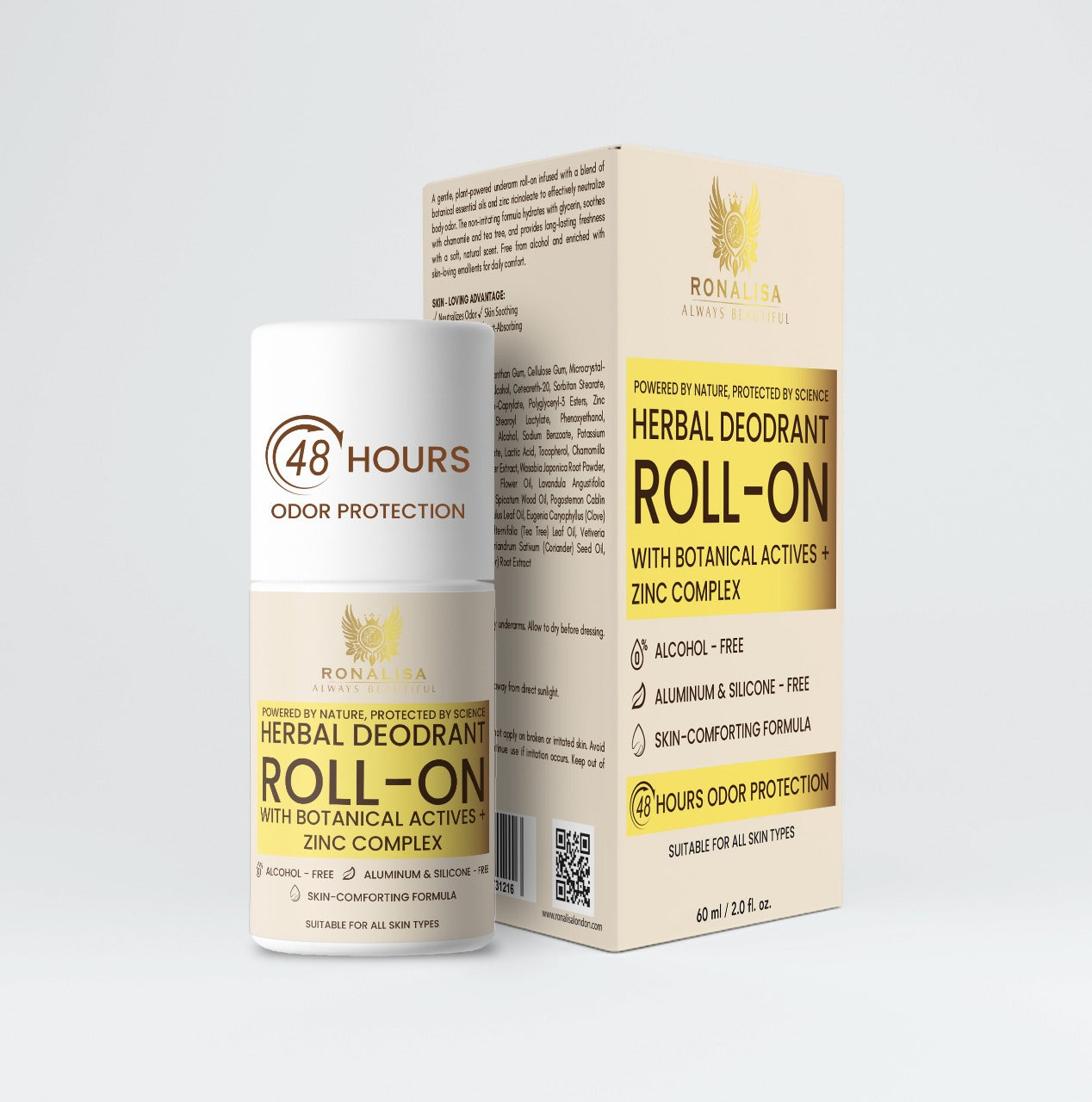 Ronalisa Herbal Roll-On deodorant  natural herbal underarm deodorant for long-lasting freshness.